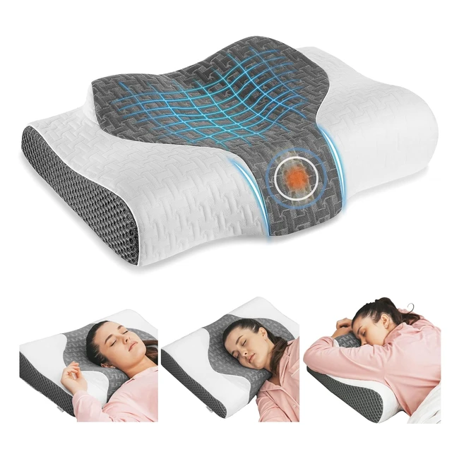 Oreiller Ergonomique Cervical Elviros - Mousse à Mémoire de Forme - Réglable - Anti Douleur - Blanc