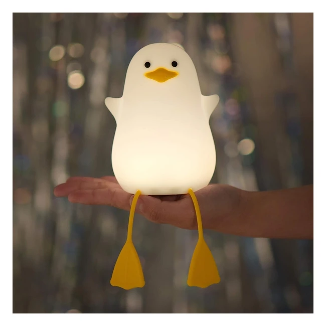 Cute Duck Night Light - Gifts for Women & Teen Girls - BPA-Free Silicone - Tap Control - All-Night Companion