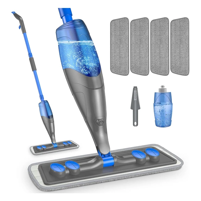 Spray Mop for Cleaning Floors - Microfibre Flat Mop with Refillable 635ml Bottle - Wet Dry Dust Mop