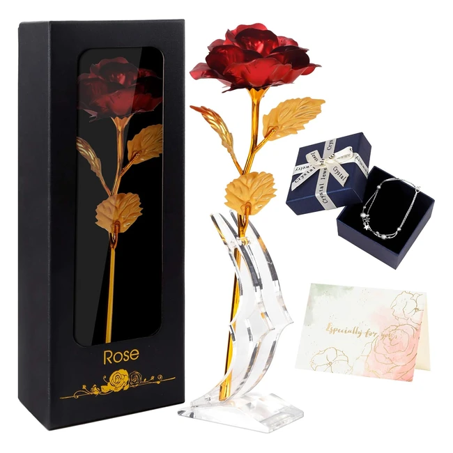 Joyhoop Rosa Eterna 24K Rose Placcato Oro Stabilizzata - Regalo Romantico per Fidanzata - San Valentino