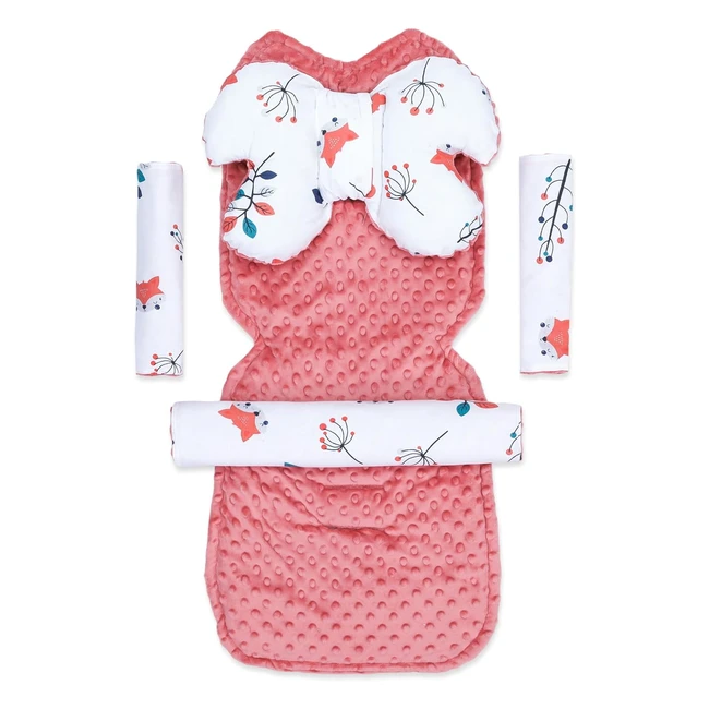 Cuscino per sedile passeggino universale traspirante 75x35 cm - Minky volpe terracotta