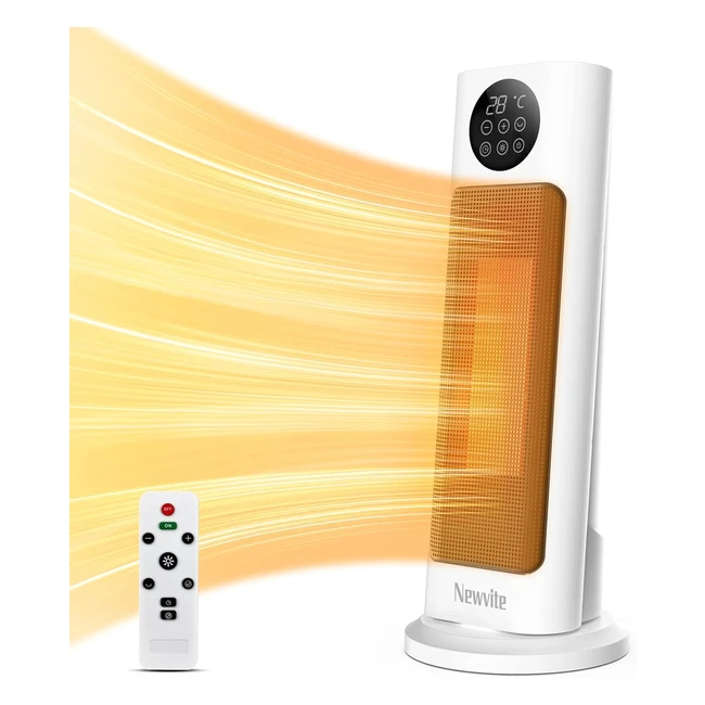 Chauffage d'appoint 2000W Eco - Radiateur électrique céramique - 19h minuterie - 70° oscillation - Thermostat réglable - Protection antibasculement et anti-surchauffe