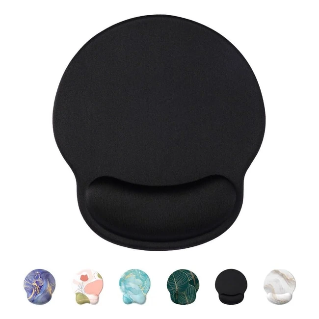 Tapis de souris ergonomique en gel Giecy - Conception confortable pour gamer - Base antidérapante - Noir