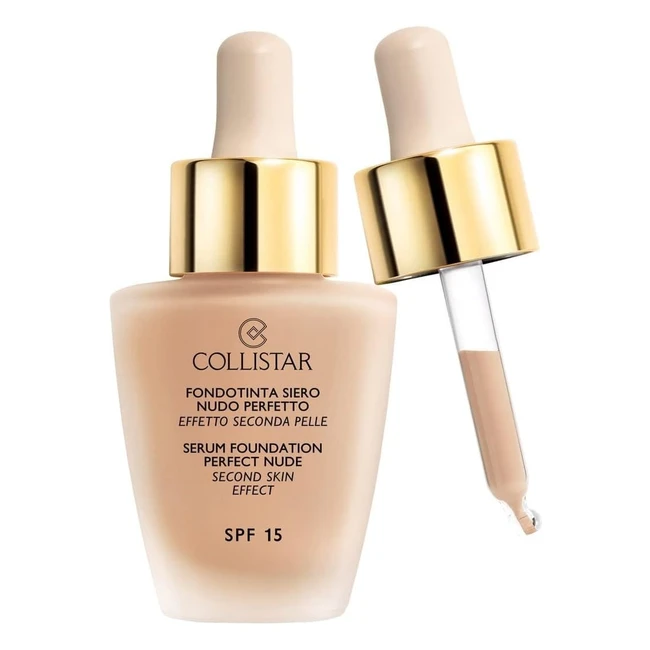 Collistar Fondotinta Siero Nudo Perfetto SPF 15 - Texture Super Fluida - Coprenza Modulabile - Effetto Satinato - 30ml
