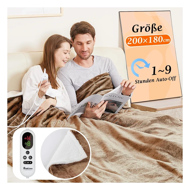Heizdecke mit Abschaltautomatik 200x180cm, 10 Heizstufen, ETL-zertifiziert