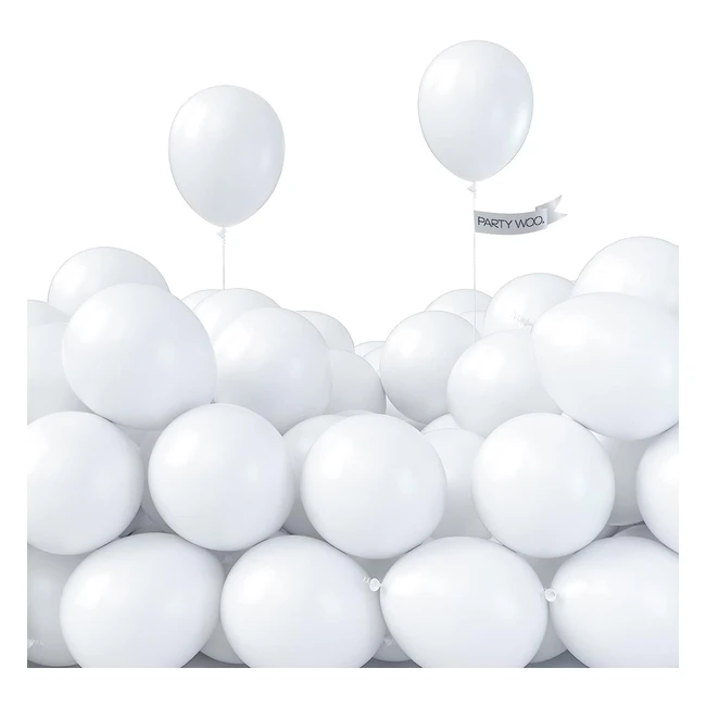 Partywoo White Balloons 100 pcs - 5 inch Matte White Balloons for Balloon Garlan