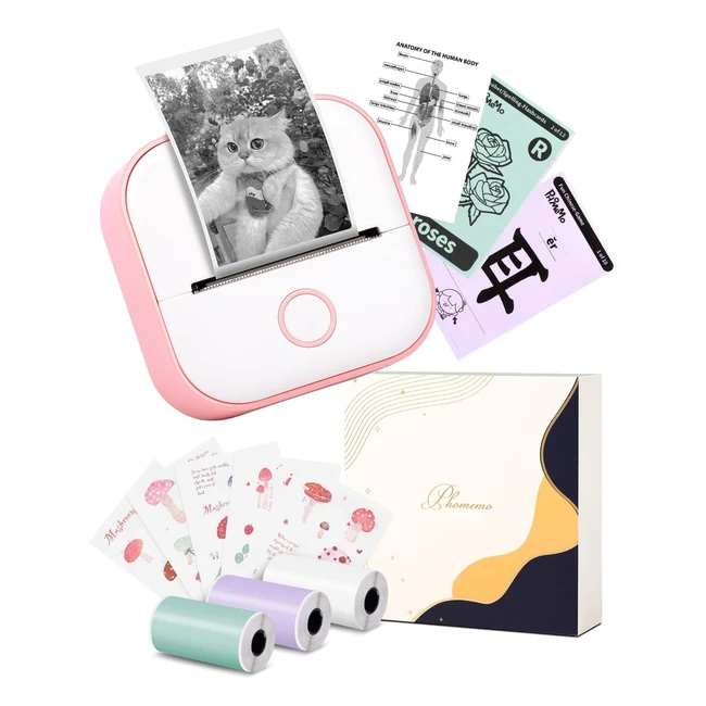 memoking Mini Sticker Drucker T02 tragbarer kleiner Thermoprinter kompatibel m