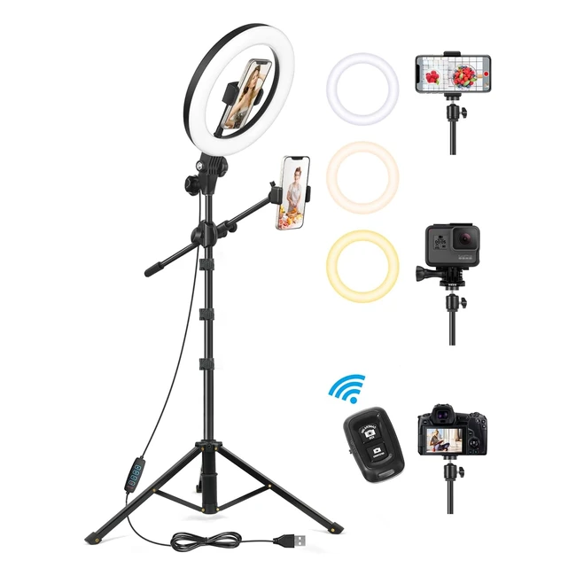 Luxsure Ring Light with Tripod Stand - Overhead 105 Selfie Ring Light - Remote Ringlight for Makeup YouTube Video TikTok