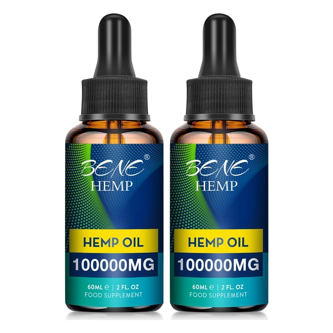Premium High Strength 100000mg Oil - Joint Sleep & Stress Relief - Omega 369 - Vegan - 60ml (Pack of 2)