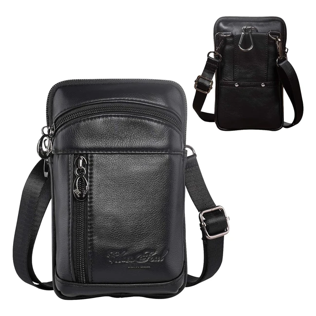 Hengwin Mini Sac Bandoulire Homme en Cuir Verticale pour iPhone 14 Pro Max - P