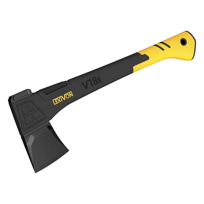 Lexivon V18S - Ascia da campeggio per spaccare legna - Manico leggero in vetroresina - Fodero protettivo incluso