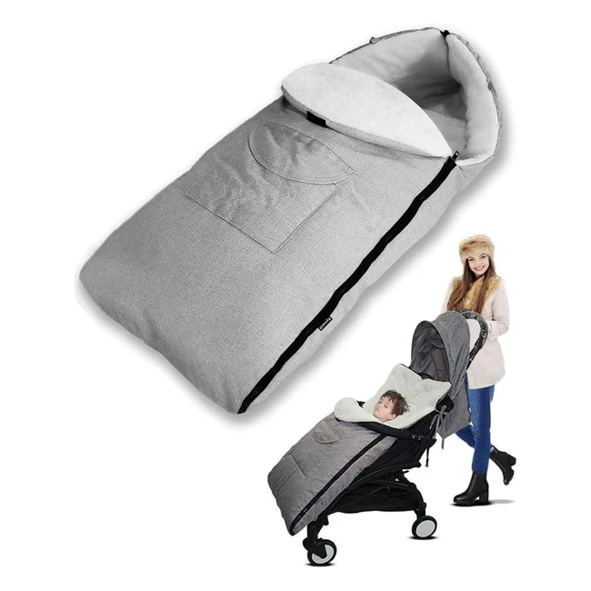 Chancelière Kyowoll pour poussette universelle 3 en 1 - Hiver chaud, velours épais, antivent et étanche - Gris