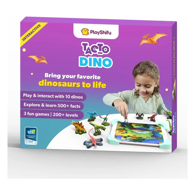 Playshifu Interactive Dinosaur Toys - Tacto Dino Figures Kit - STEM Toys for Kids 3-6 - Learn 500 Dino Facts