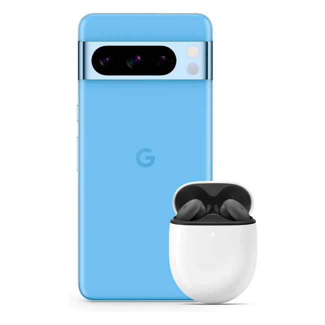 Google Pixel 8 Pro Android Smartphone, SIM-Lock-frei, Teleobjektiv, Bay 128GB, Pixel Buds A-Series, Kabellose Kopfhörer - Charcoal