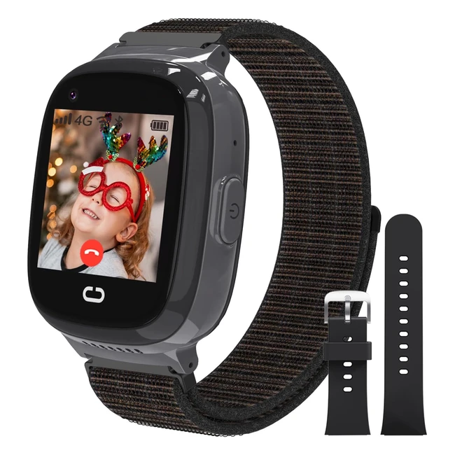 Montre connectée enfant 4G avec GPS, appel SOS, chat vocal et vidéo, wifi, bluetooth, musique, podomètre, alarme, caméra - Pour garçons et filles