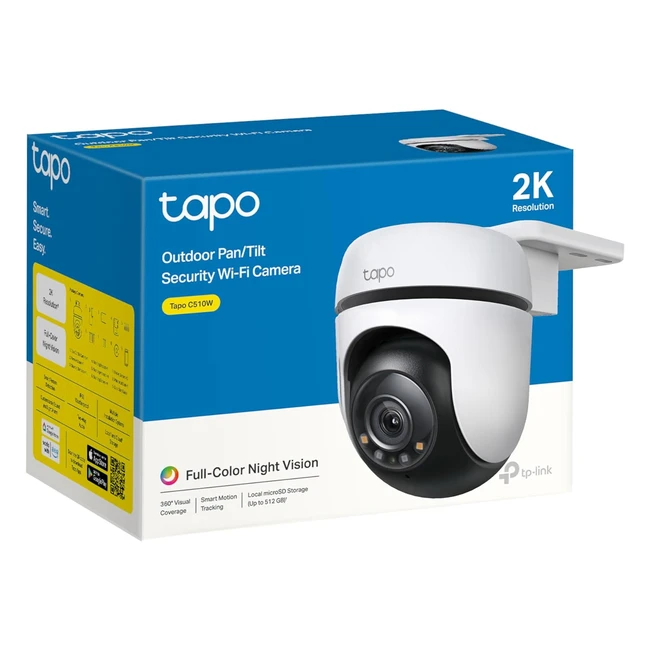 Tapo 2K Outdoor PanTilt Security WiFi Camera IP65 Weatherproof Motion Detection 360 Visual Coverage