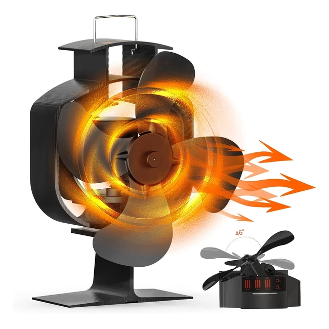 Ventilateur poêle bois oscillation avec thermomètre silencieux - Économie d'énergie - Démarre automatiquement
