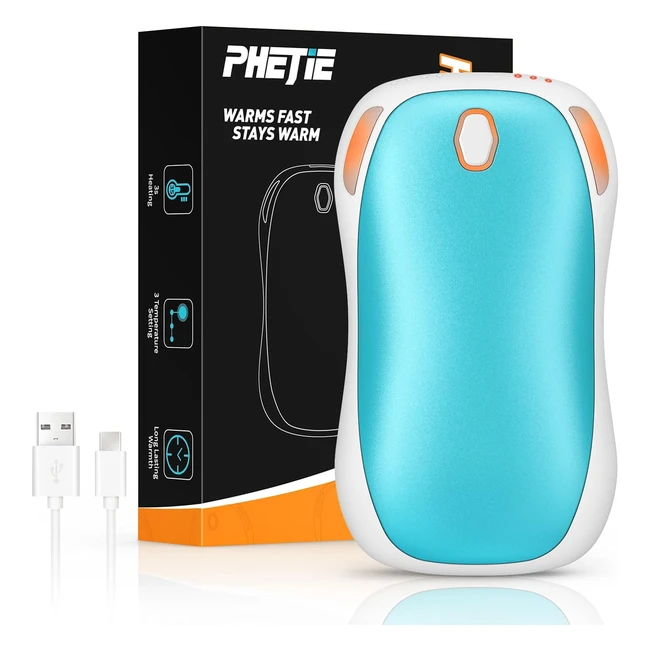 Phejie Rechargeable Hand Warmer 4000mAh - 3 Heat Settings - 10hrs Long Lasting - USB Pocket Heater