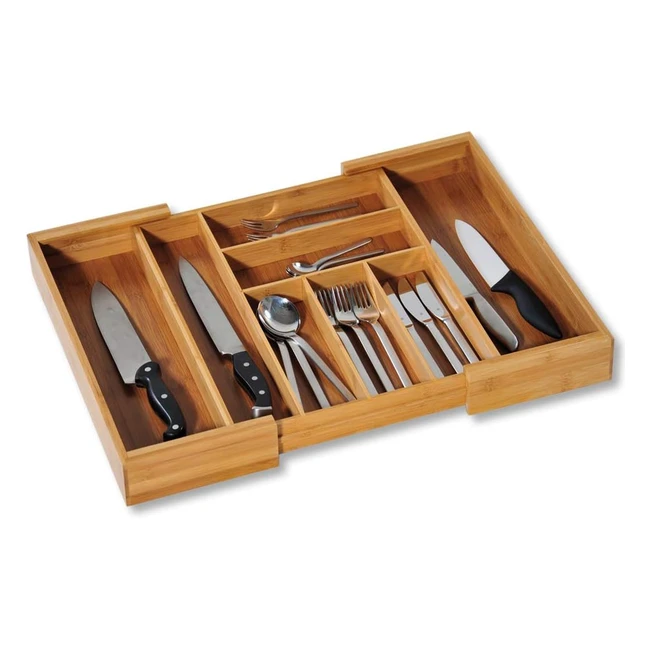 Cassetta Posate Kesper 17085 Regolabile in Bambù - Adattabile a Tutti i Cassetti - Divisori per Posate