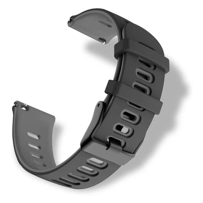 Bracelet Silicone Royiio 20mm Doux et Confortable - Étanche - Noir Gris