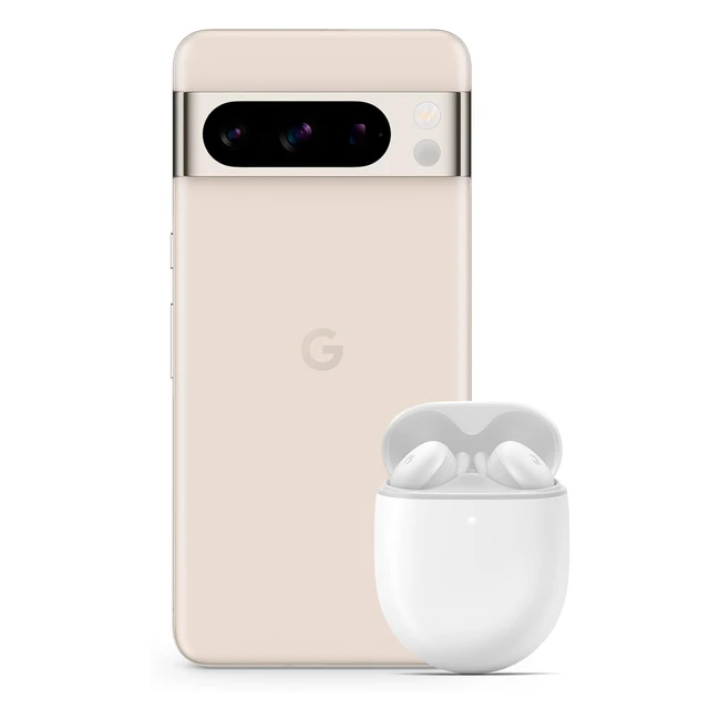 Google Pixel 8 Pro Android Smartphone, ohne Simlock, Teleobjektiv, Porcelain, 128GB, Pixel Buds A-Series, Kabellose Kopfhörer Clearly White