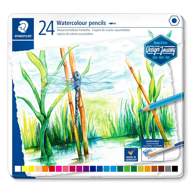 Staedtler 14610C Design Journey Watercolour Pencils - Assorted Colours - Tin of 