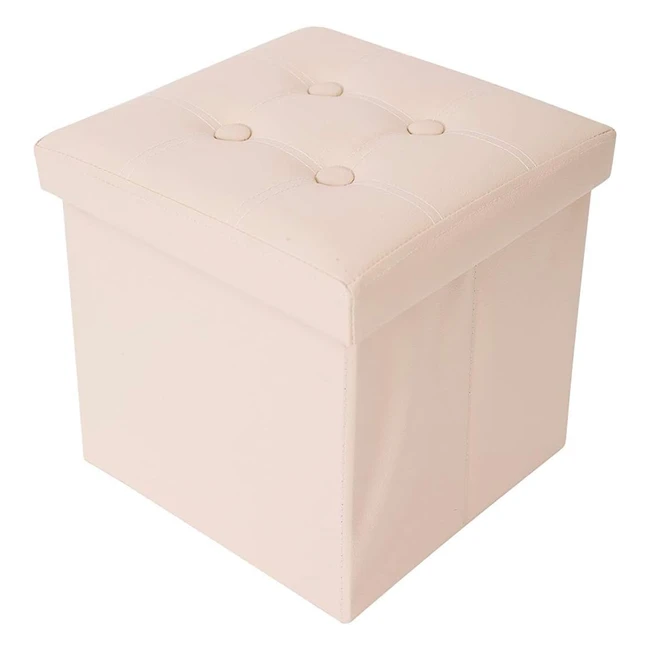 Pouff Contenitore Beige - Rebecca Mobili - Ref. RE4636 - Ordina e Risparmia Spazio - Comodo Poggiapiedi e Sgabello Imbottito