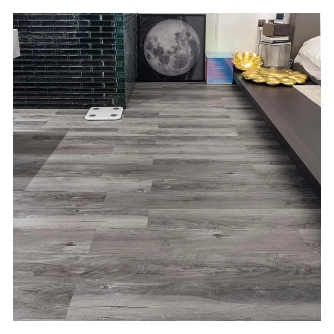 Grey Wood Effect Vinyl Flooring - Peel and Stick Floor Tiles - Waterproof - 36pc
