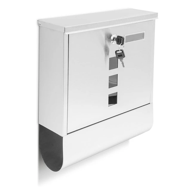 Cassetta Postale Moderna Relaxdays A4 - Grande, Acciaio - HXLXP 335x30x85 cm - Argento