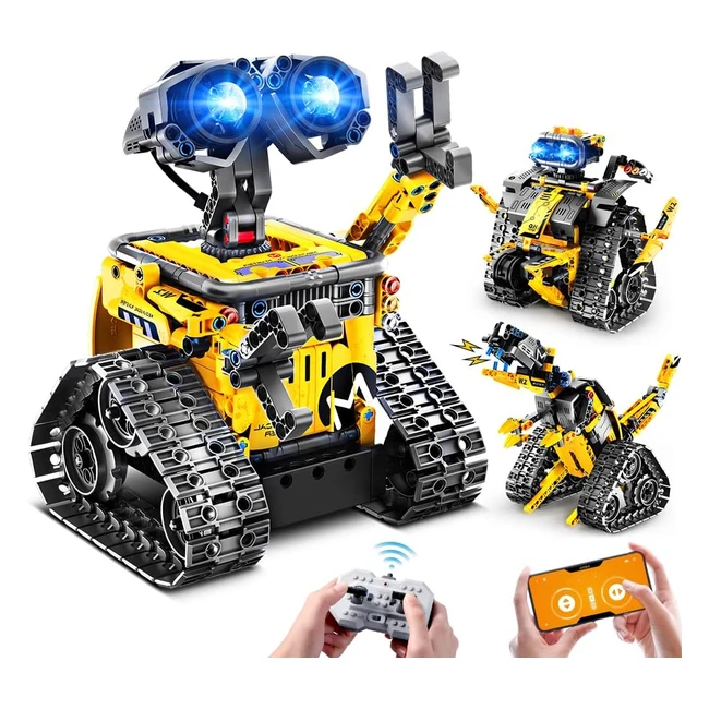 Hogokids Technic Robot Building Kit - 3-in-1 Remote Control App Controlled Set - STEM Toys for 6-12 Year Old Boys Girls