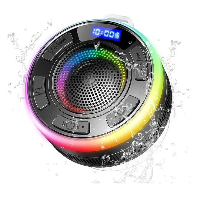 Portable Wireless Speaker - IP7 Waterproof - 360 Surround Sound - LED Light Show - Built-in Mic