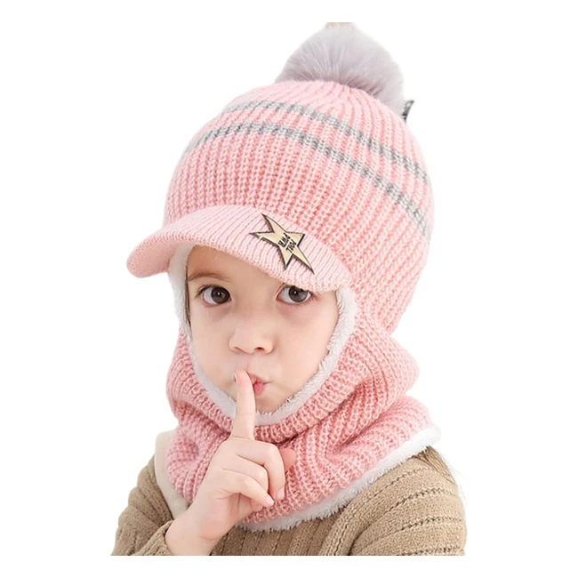 Chapeau hiver chaud enfants tricot polaire bonnet avec visire capuche chapea