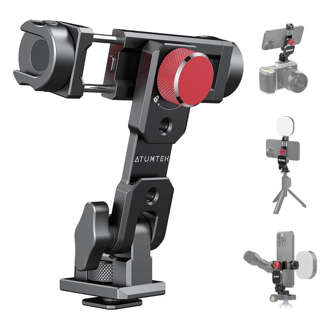 Atumtek Adaptateur Trépied Smartphone Métal - Support Téléphone Trépied avec 3 Patins - Rotation 360° et Angle d'Inclinaison Facile - Monter sur Trépied Caméra Rotule