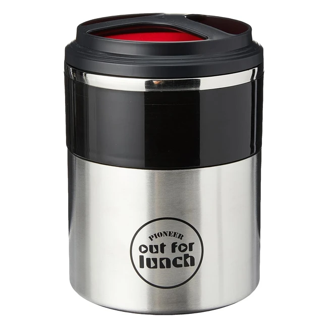Pioneer Portapranzo Termico Sottovuoto a 2 Scomparti - Mantieni il Cibo Caldo o Freddo - Rosso
