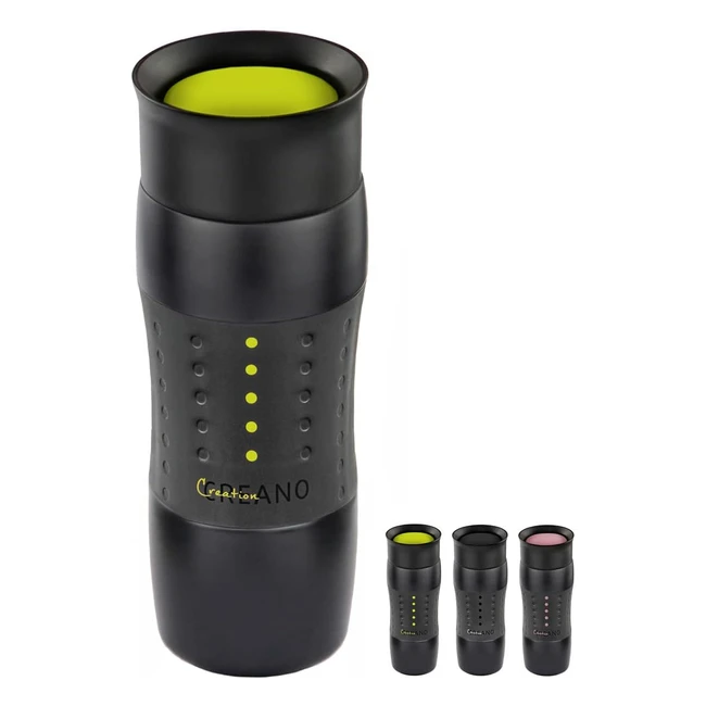 Creano Design Travel Mug 420ml - Keeps 4 Hours Hot, 7 Hours Cold - 100% Leakproof - Green