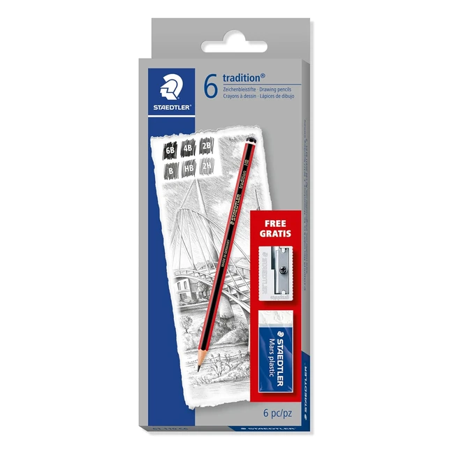 Staedtler 61 110 C6 Tradition Graphite Pencil - Assorted Degrees - 6 Pencils  F