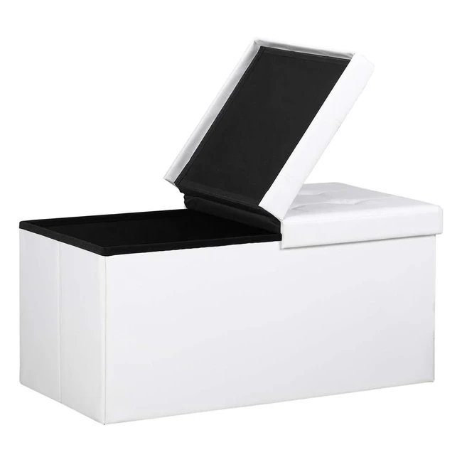 Banco Almacenaje Casaria 100L - Puff Otomana Plegable - Blanco