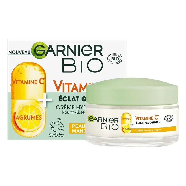 Garnier Crme Hydratante Bio - Hydratation et clat Quotidien - Vitamine C et 