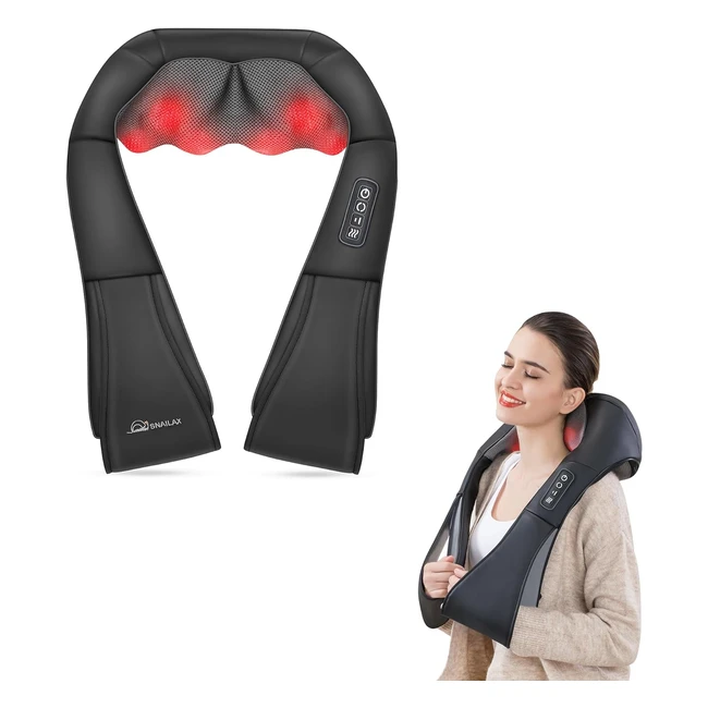 Snailax Shiatsu Rücken- und Nackenmassagegerät mit Wärme, elektrisch, 4D-Rotation, für Zuhause, Büro, Geschenke für Männer und Frauen