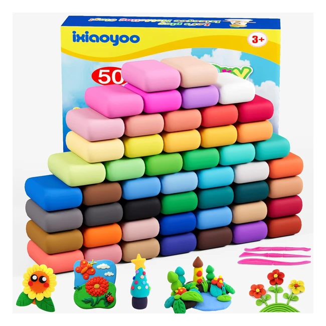 Ixiaoyoo Air Dry Clay Modeling Clay for Kids - 50 Colors DIY Molding Magic Clay