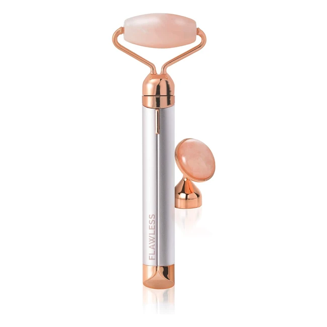 Finishing Touch Flawless Contour Rose Quartz Gesichtsroller Vibration Massage zur Reduzierung von feinen Linien und Schwellungen und Verbesserung der Hautfestigkeit