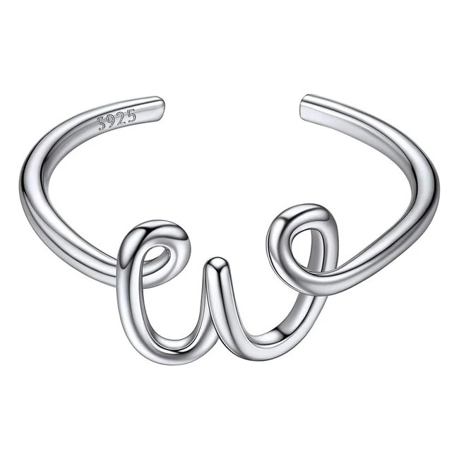 Bague argent femme réglable chicSilver - Taille 515-665 - Initiale lettre W - Bijoux cadeau anniversaire