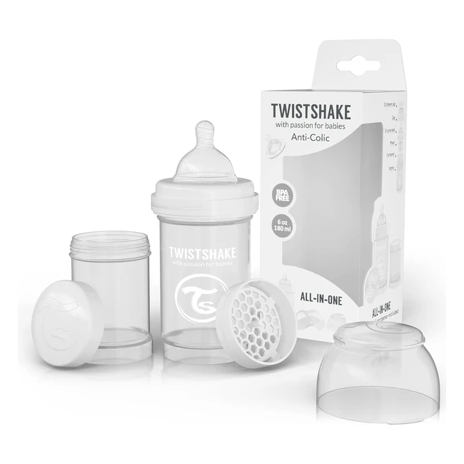 Biberón Twistshake anticólicos con tetina de silicona flujo lento 180 ml