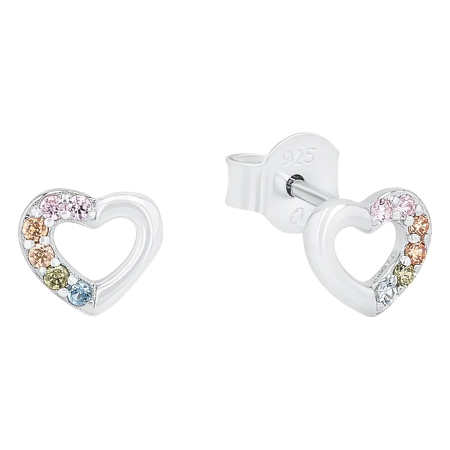 Prinzessin Lillifee Ohrstecker 925 Sterling Silber Mädchen Kinder Ohrschmuck mit Zirkonia Synth Silber Herz