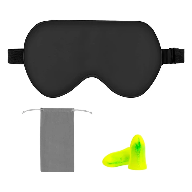 Amazon Basics Schlafmaske aus Maulbeerseide, verstellbares Band, schwarz
