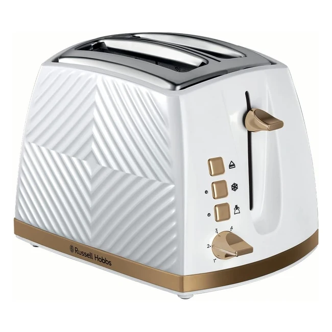 Russell Hobbs 26391 Groove 2 Slice Toaster - Tactile 3D Design, Frozen Reheat Settings - 850W White