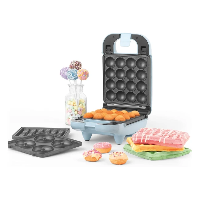 Petra PT4943BLNVDEEU7 Kompakter Multifunktions-3-in-1 Mini-Snackmaker - Donuts 