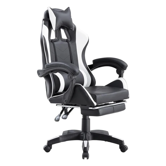 Sedia da Gaming Racing Ergonomica - Brigros - Ref. 125kg - Braccioli - Poggiapiedi - Bianca