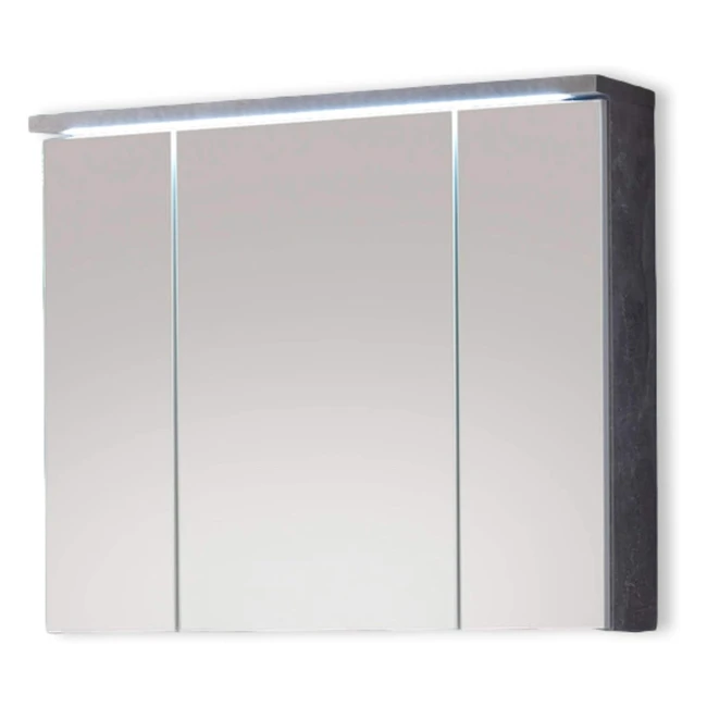 Miroir salle de bain LED Stella Trading - Look béton blanc - Armoire de toilette moderne