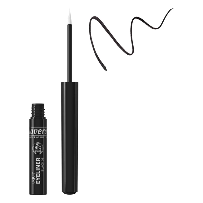 lavera Liquid Eyeliner Black 01 - Precise Felt Applicator - Expressive Look - Long Lasting - Vegan - Organic